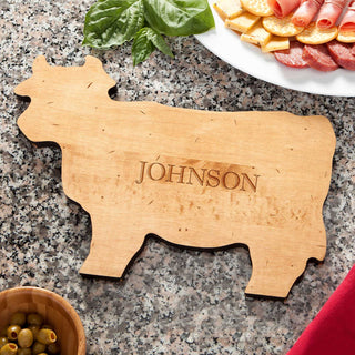 Family Name Personalized Cow Cutting Board