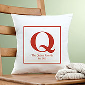 Family Red Intial Personalized 14" Throw Pillow