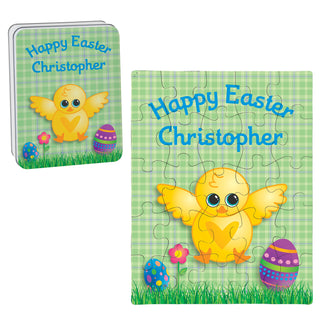 Happy Easter Personalized Puzzle and Tin---Chick