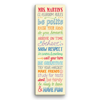 Classroom Rules Personalized 6x18 Personalized Canvas