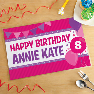 Personalized Birthday Placemat---Pink and Purple
