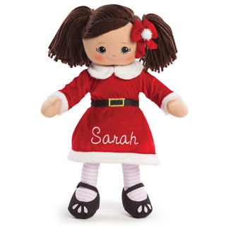 Personalized Hispanic Rag Doll With Santa Dress