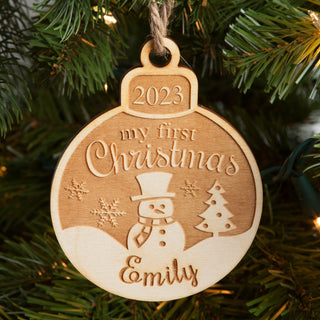 My First Christmas Personalized Wood Ornament