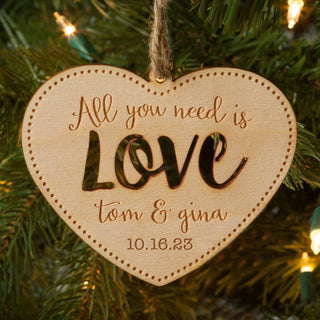 All You Need Is Love Personalized Wood Ornament