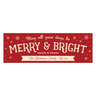 Merry & Bright Personalized Christmas Banner