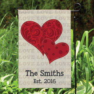 Red Hearts Personalized Garden Flag