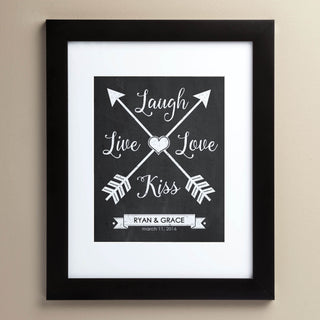 Live, Laugh, Love, Kiss Personalized 11x14 Framed Print