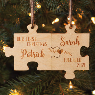 Our First Christmas Together Personalized Wood Ornament Set