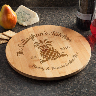 Family & Friends Gather Here Personalized Wood Lazy Susan