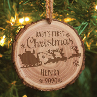 Baby's First Christmas Personalized Bark Ornament