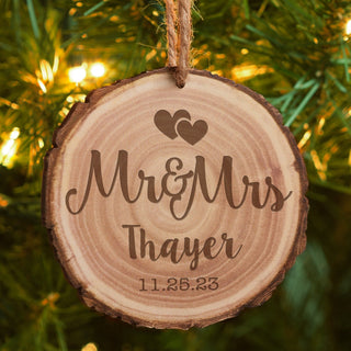 Mr. & Mrs. Personalized Bark Ornament