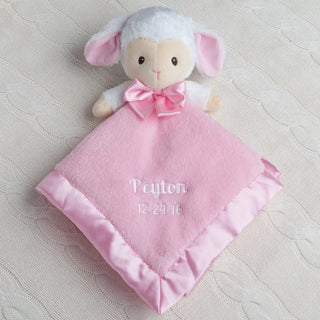 Personalized Pink Lamb Blanket