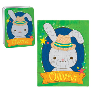 Boy Bunny Personalized Puzzle and Tin