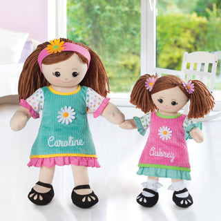 Big and Little Sister Brunette Personalized Doll Set