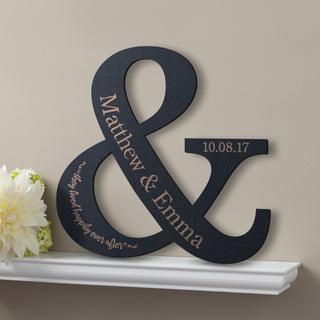 Happy Couple Personalized Black Wood Plaque