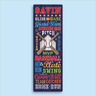 Baseball Words 9x27 Personalized Canvas