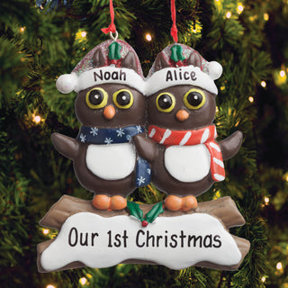 Owl Couple Personalized Ornament