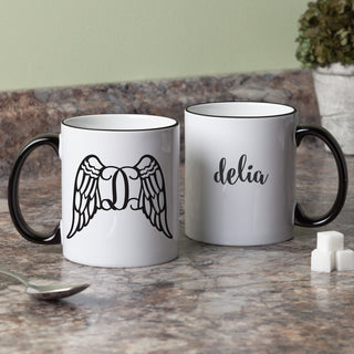 Her Wings Personalized Black Handle Coffee Mug - 11 oz.
