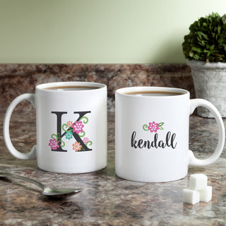 Pretty Flowers Personalized White Coffee Mug - 11 oz.