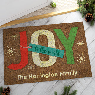 Joy To The World Personalized Doormat