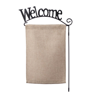 Welcome Wrought Iron Garden Flag Stand