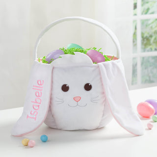 Personalized White Bunny Easter Basket