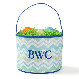 Personalized Blue Bucket Bag With Monogram