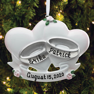 Personalized Wedding Hearts Ornament