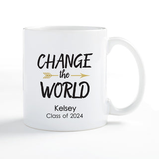 And Off She Goes To Change The World Personalized Graduation White Coffee Mug - 11 oz.