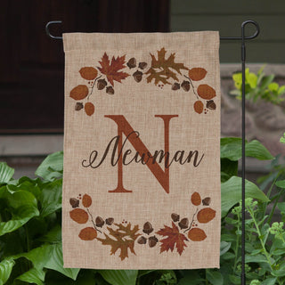 Personalized Autumn Burlap Garden Flag