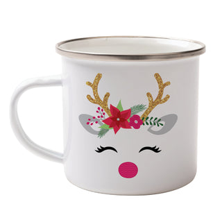 Girl Reindeer Personalized Camp Mug - 11 oz.