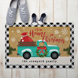 Home For Christmas Personalized Doormat