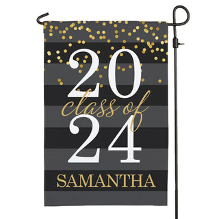 Confetti and Stripes Graduation Garden Flag