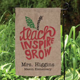 Teach Inspire Grow Personalized Burlap Garden Flag
