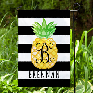 Striped Pineapple Personalized Garden Flag