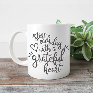 Grateful Heart Personalized White Coffee Mug - 11 oz.