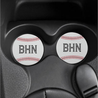 Baseball Monogram Personalization Car Coaster Set