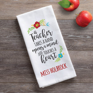 A Teacher Takes a Hand Personalized Tea Towel