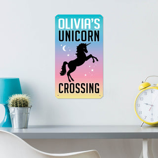 Unicorn Crossing Personalized Metal Sign