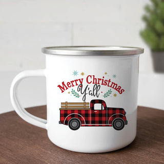 Merry Christmas Y'all Personalized Camp Mug - 11 oz.