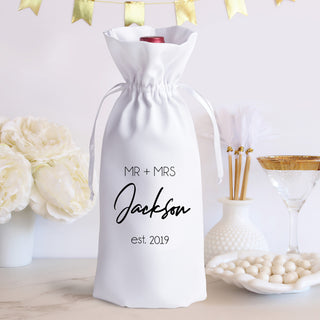 Mr+Mrs Personalized Wine Bag