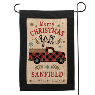 Merry Christmas Y'all Personalized Burlap Garden Flag