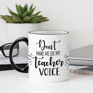 Teacher Voice Personalized Black Handle Coffee Mug - 11 oz.