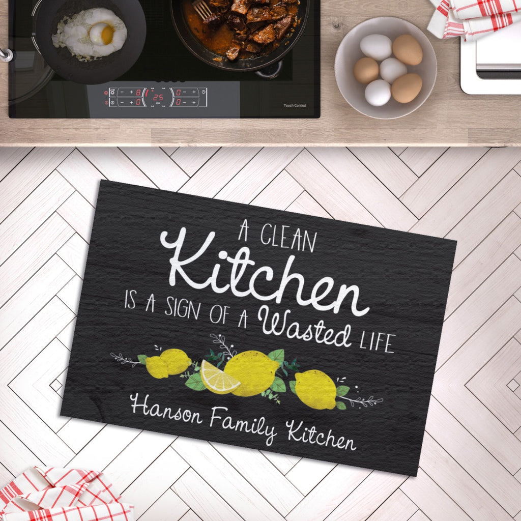 Clean Kitchen, Wasted Life Personalized Doormat Personalized