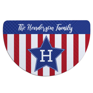 Patriotic Stripe Personalized Half Round Doormat