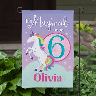 Birthday Unicorn Personalized Garden Flag