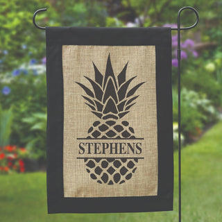 Pineapple Burlap Personalized Garden Flag