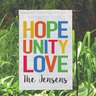 HOPE UNITY LOVE Personalized Garden Flag