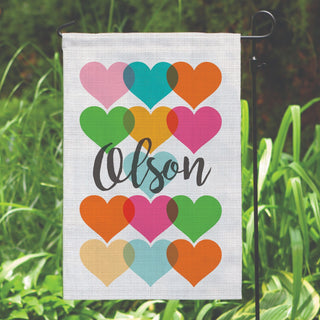Happy Hearts Personalized Garden Flag