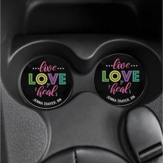 Live Love Heal Personalized Car Coaster Set